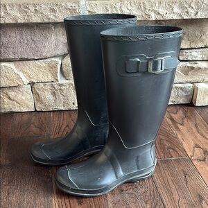 Kamik Black Tall Rain Boots with Buckle